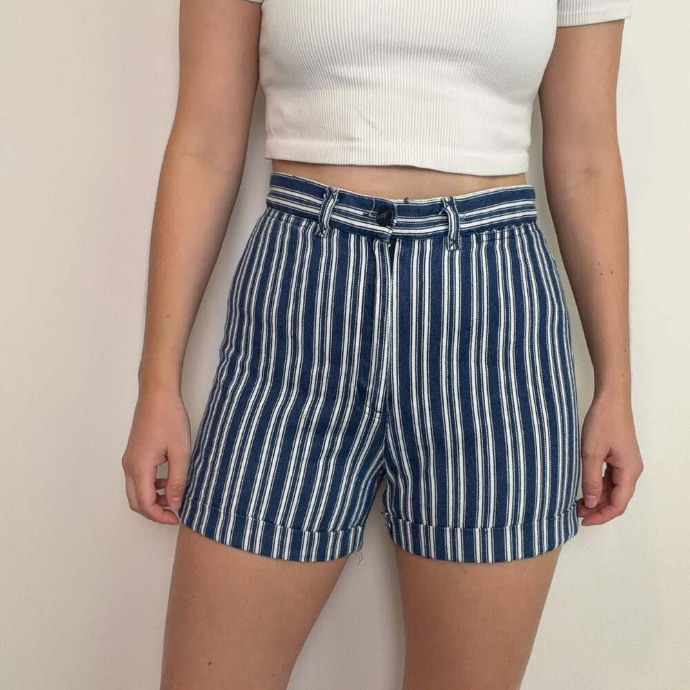 St. John's Bay Vintage High-Rise Striped Denim Shorts